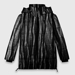 Куртка зимняя женская Полосы чорные серые роизвольные random black strip, цвет: 3D-черный