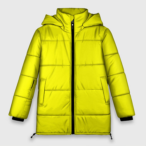 Женская зимняя куртка Однотонный неоновый лимонный желтый тон / 3D-Красный – фото 1