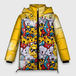 Куртка зимняя женская Семья смайлов, цвет: 3D-светло-серый