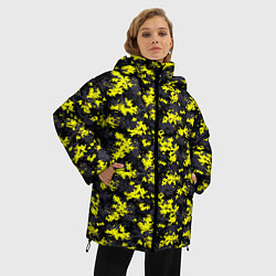 Куртка зимняя женская Камуфляж Пиксельный Чёрно-Жёлтый, цвет: 3D-светло-серый — фото 2
