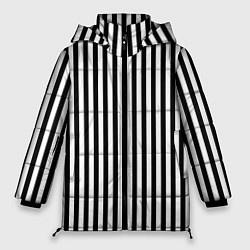 Куртка зимняя женская ПОЛОСКИ ЧЕРНО-БЕЛЫЙ, цвет: 3D-черный