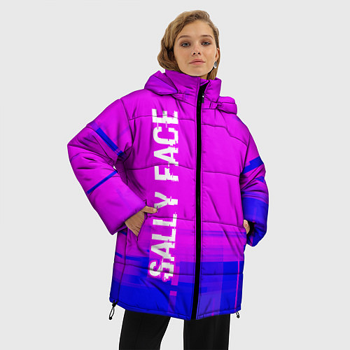 Женская зимняя куртка Sally Face Glitch Text Effect / 3D-Черный – фото 3