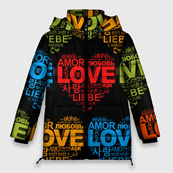 Куртка зимняя женская Love, Amor, Любовь - Неон версия, цвет: 3D-красный