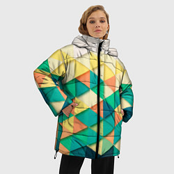 Куртка зимняя женская Цветные объемные треугольники, цвет: 3D-красный — фото 2