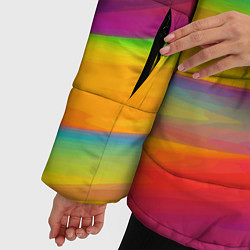 Куртка зимняя женская Красочный летний паттерн Цветные полосы, цвет: 3D-красный — фото 2