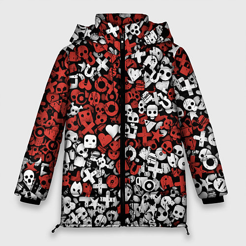 Женская зимняя куртка Красно-белые знаки LDR / 3D-Красный – фото 1