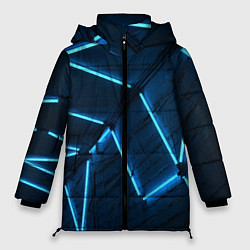 Куртка зимняя женская Неоновые лампы и кирпичный эффект - Голубой, цвет: 3D-черный