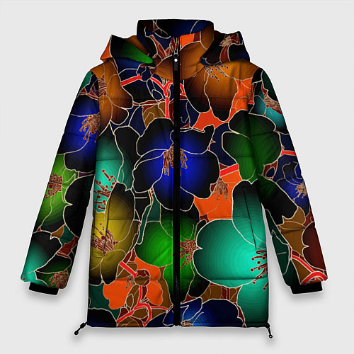 Женская зимняя куртка Vanguard floral pattern Summer night Fashion trend / 3D-Красный – фото 1