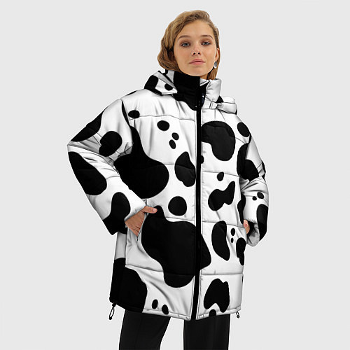 Женская зимняя куртка Пятна Далматина / 3D-Черный – фото 3
