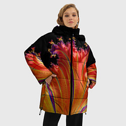 Куртка зимняя женская Фрактал перо жар-птицы Абстракция, цвет: 3D-светло-серый — фото 2
