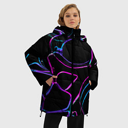 Куртка зимняя женская Неоновые линзы во тьме - Фиолетовый, цвет: 3D-черный — фото 2