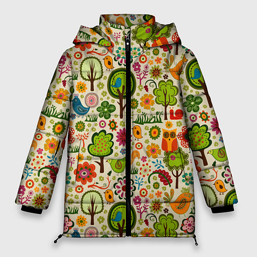 Женская зимняя куртка COLORED FOREST ANIMALS / 3D-Светло-серый – фото 1