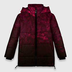 Куртка зимняя женская Темно-красный абстрактный узор текстура камня, цвет: 3D-красный