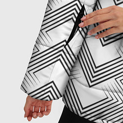 Куртка зимняя женская Геометрический узор арт деко на белом фоне, цвет: 3D-черный — фото 2