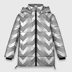 Куртка зимняя женская Геометрический узор арт деко на белом фоне, цвет: 3D-черный