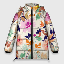 Куртка зимняя женская Summer floral pattern, цвет: 3D-светло-серый