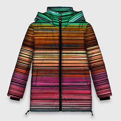 Куртка зимняя женская Multicolored thin stripes Разноцветные полосы, цвет: 3D-черный