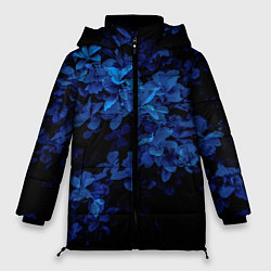 Куртка зимняя женская BLUE FLOWERS Синие цветы, цвет: 3D-черный