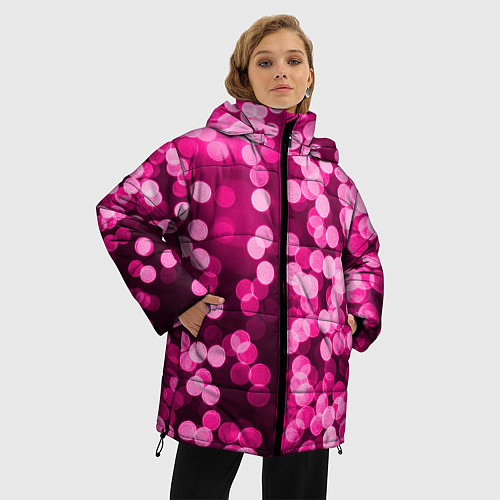 Женская зимняя куртка Розовые блестки / 3D-Черный – фото 3