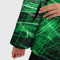 Куртка зимняя женская Неоновые волны и линии - Зелёный, цвет: 3D-красный — фото 2