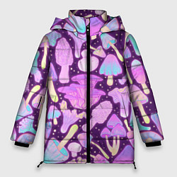 Куртка зимняя женская Неоновые грибочки, цвет: 3D-черный
