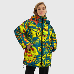 Куртка зимняя женская Хохломская Роспись Две Птицы, цвет: 3D-светло-серый — фото 2