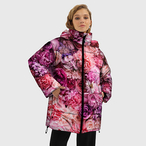 Женская зимняя куртка BOUQUET OF VARIOUS FLOWERS / 3D-Светло-серый – фото 3