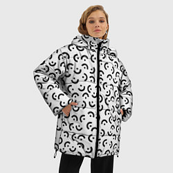 Куртка зимняя женская Географические Формы На Белом Фоне, цвет: 3D-красный — фото 2