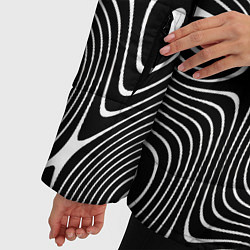 Куртка зимняя женская Чёрно-белая стилизованная поверхность воды Wave pa, цвет: 3D-светло-серый — фото 2