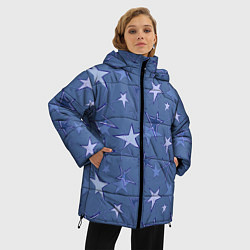 Куртка зимняя женская Gray-Blue Star Pattern, цвет: 3D-черный — фото 2