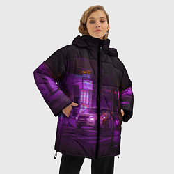Куртка зимняя женская Неоновый ночной переход - Фиолетовый, цвет: 3D-черный — фото 2