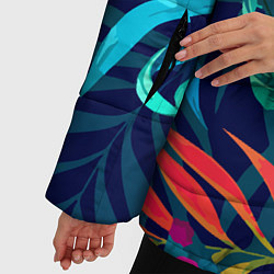 Куртка зимняя женская Яркие тропические цветы Лето, цвет: 3D-черный — фото 2