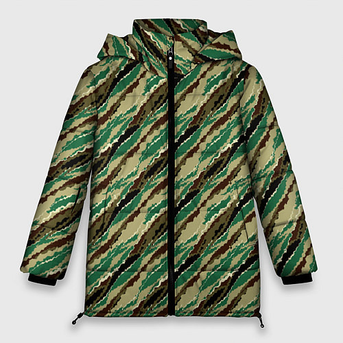 Женская зимняя куртка Абстрактный узор камуфляжной расцветки / 3D-Светло-серый – фото 1