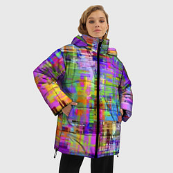 Куртка зимняя женская Красочный авангардный глитч Fashion trend, цвет: 3D-светло-серый — фото 2