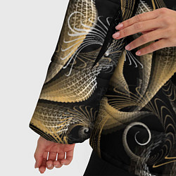Куртка зимняя женская Золотистые абстрактные узоры, цвет: 3D-красный — фото 2