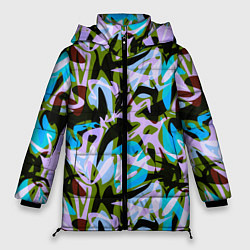Куртка зимняя женская Абстрактный узор Пятна краски, цвет: 3D-красный
