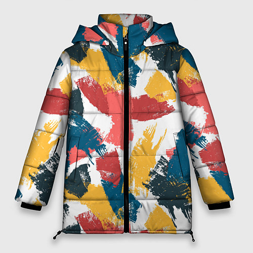 Женская зимняя куртка Мазки краской Паттерн / 3D-Красный – фото 1
