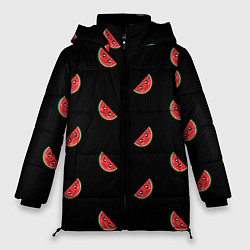 Куртка зимняя женская Арбузик паттерн, цвет: 3D-красный