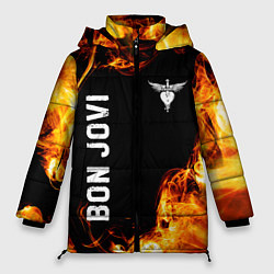Куртка зимняя женская Bon Jovi и Пылающий Огонь, цвет: 3D-черный