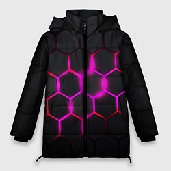Куртка зимняя женская Объёмные соты - неоновые проблески, цвет: 3D-черный
