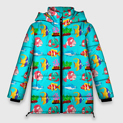 Куртка зимняя женская THE UNDERWATER WORLD OF MARINE FISH, цвет: 3D-черный