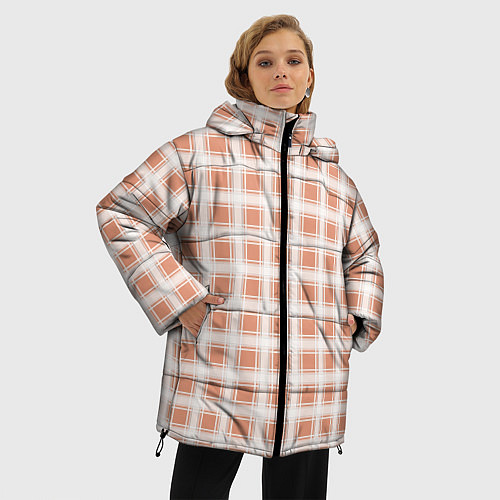 Женская зимняя куртка Light beige plaid fashionable checkered pattern / 3D-Красный – фото 3