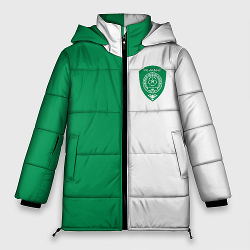 Женская зимняя куртка ФК Ахмат бело-зеленая форма / 3D-Светло-серый – фото 1