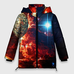 Куртка зимняя женская Яркая звезда в космическом пространстве, цвет: 3D-черный