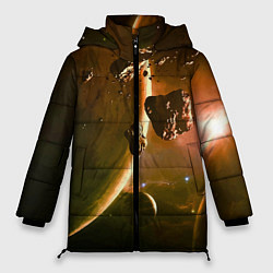 Куртка зимняя женская Две планеты в космическом пространстве, цвет: 3D-светло-серый