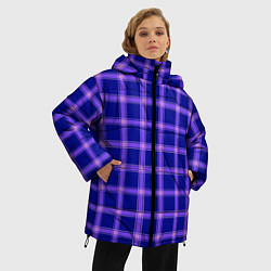Куртка зимняя женская Фиолетовый клетчатый узор, цвет: 3D-светло-серый — фото 2