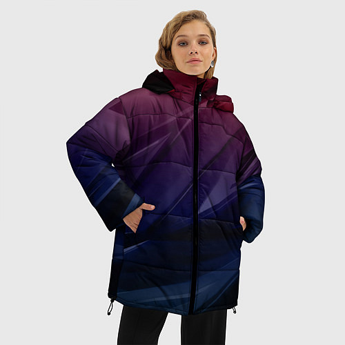 Женская зимняя куртка Geometry violet dark / 3D-Черный – фото 3