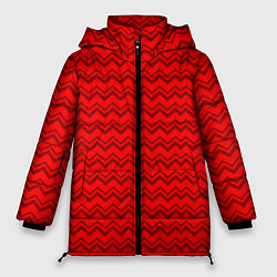 Куртка зимняя женская Красные волнистые узоры, цвет: 3D-светло-серый
