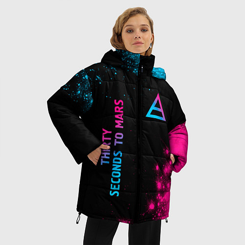 Женская зимняя куртка Thirty Seconds to Mars Neon Gradient / 3D-Черный – фото 3