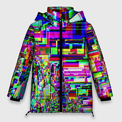 Куртка зимняя женская Яркий авангардный глитч, цвет: 3D-светло-серый